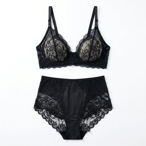 Nserqlio™ Aurelia Women’s Lace Wireless Bralette & High-Waist Brief Lingerie Set