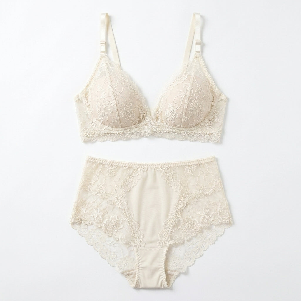 Nserqlio™ Aurelia Women’s Lace Wireless Bralette & High-Waist Brief Lingerie Set