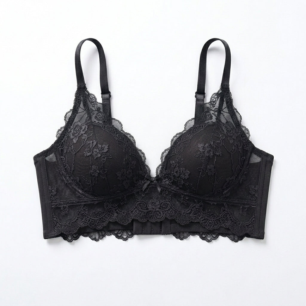Nserqlio™ Roselle Women’s Soft-Mesh Longline Bra with Lace Cup Detail