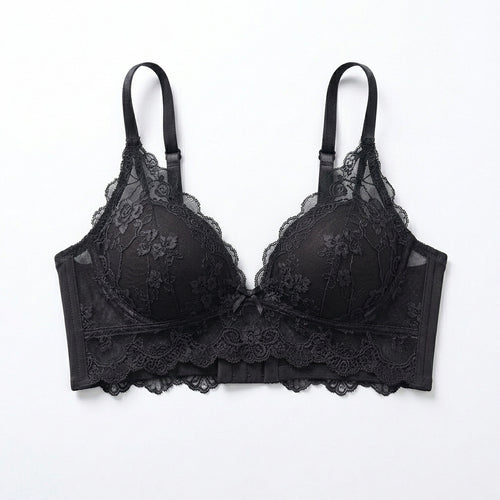 Nserqlio™ Roselle Women’s Soft-Mesh Longline Bra with Lace Cup Detail