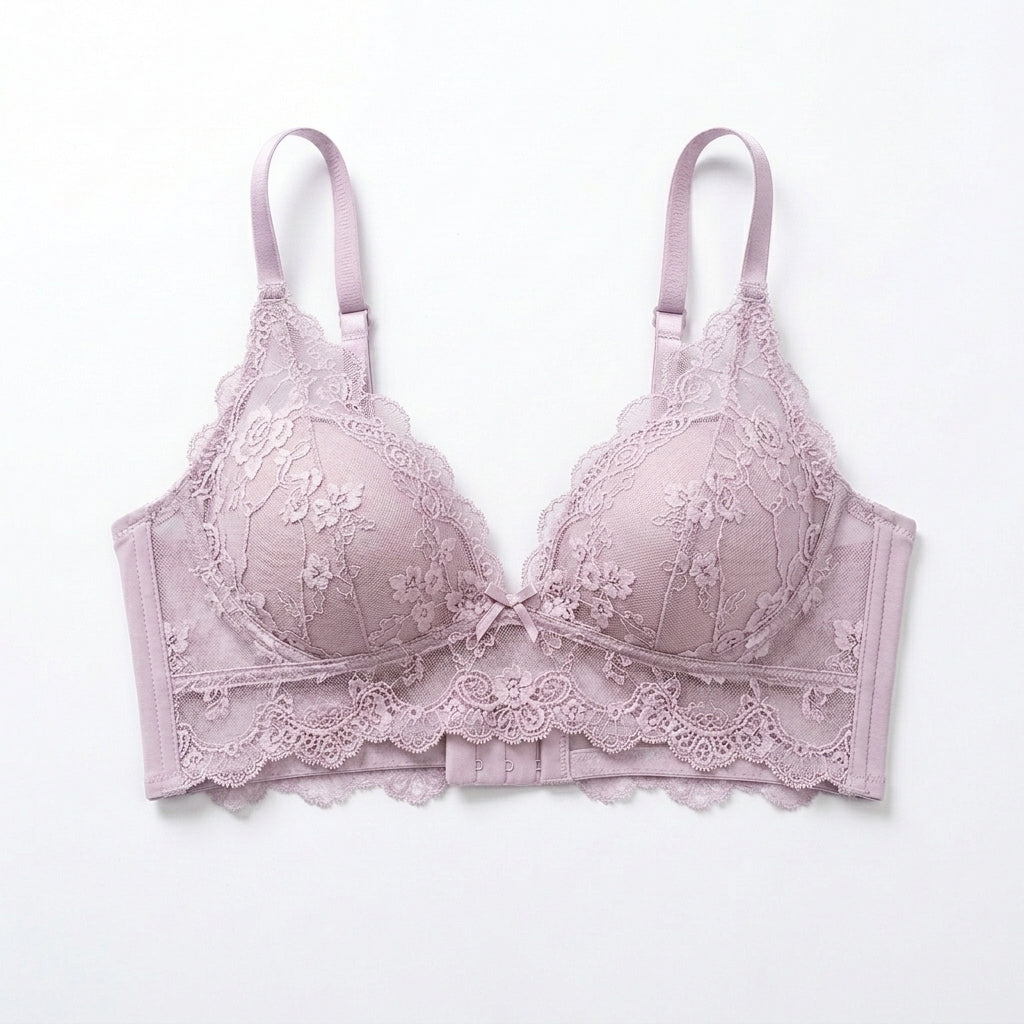 Nserqlio™ Roselle Women’s Soft-Mesh Longline Bra with Lace Cup Detail