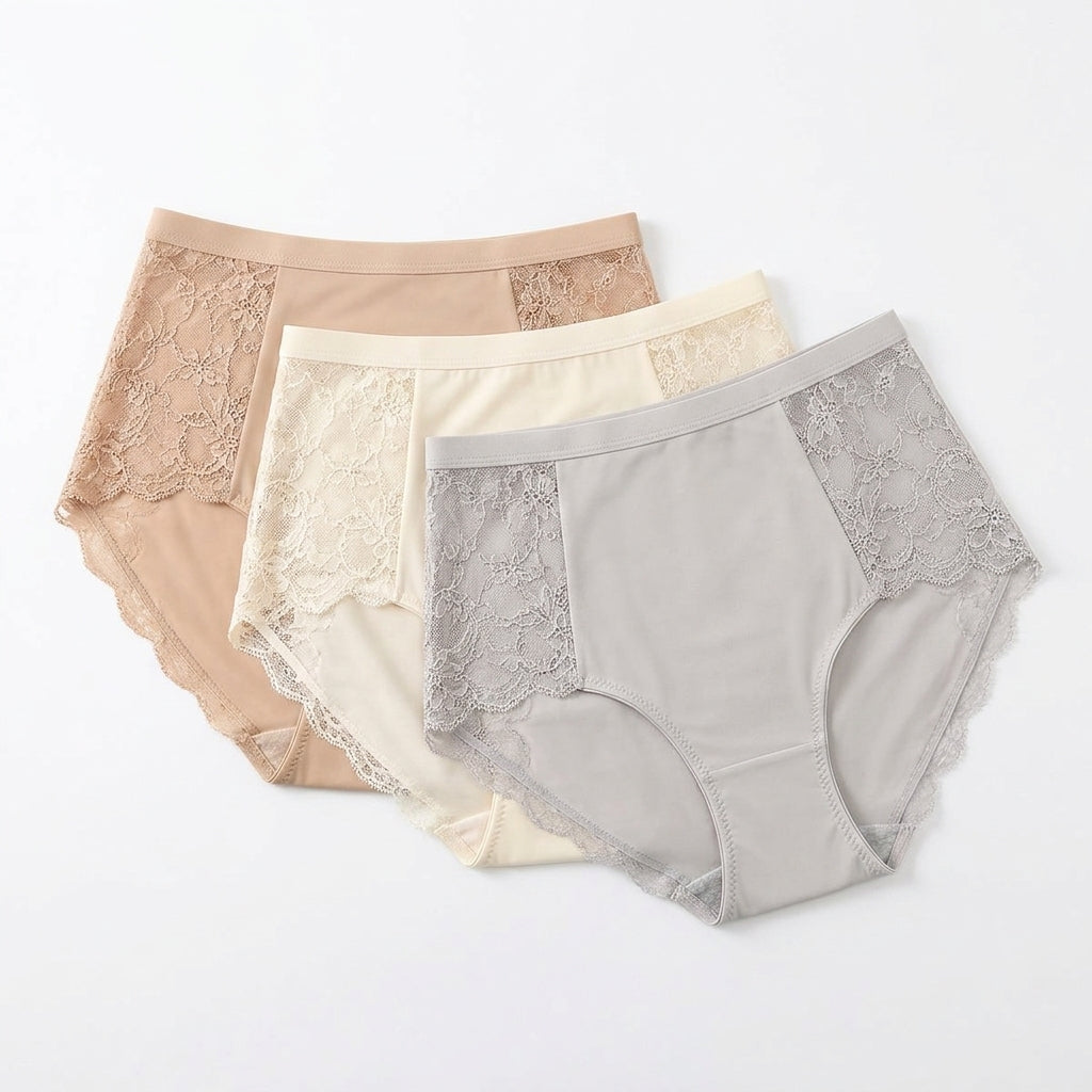 Nserqlio™ Women’s High-Waist Lace Briefs Three-Pack